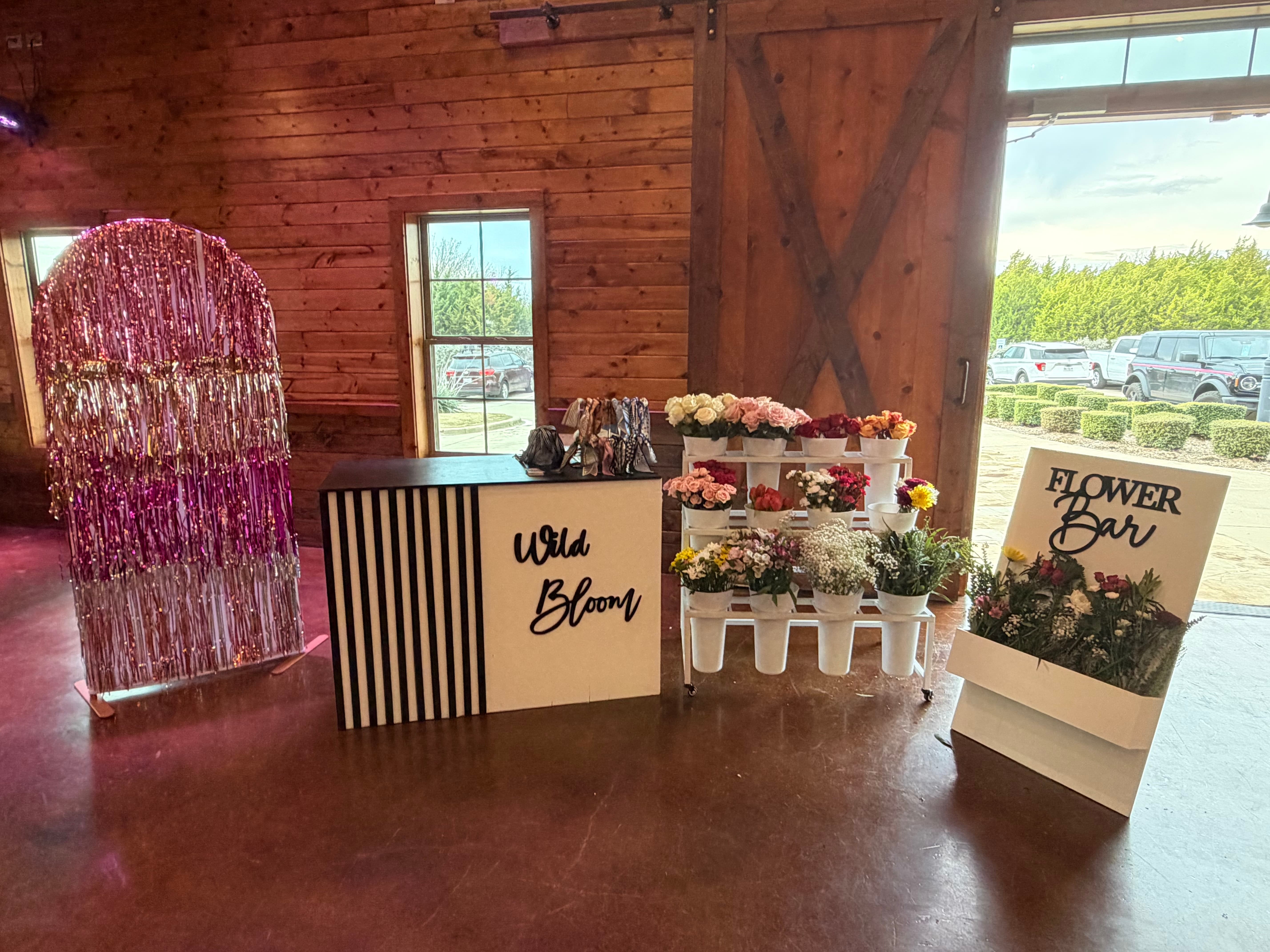 Wild Bloom Galentine's Day flower bar arrangement