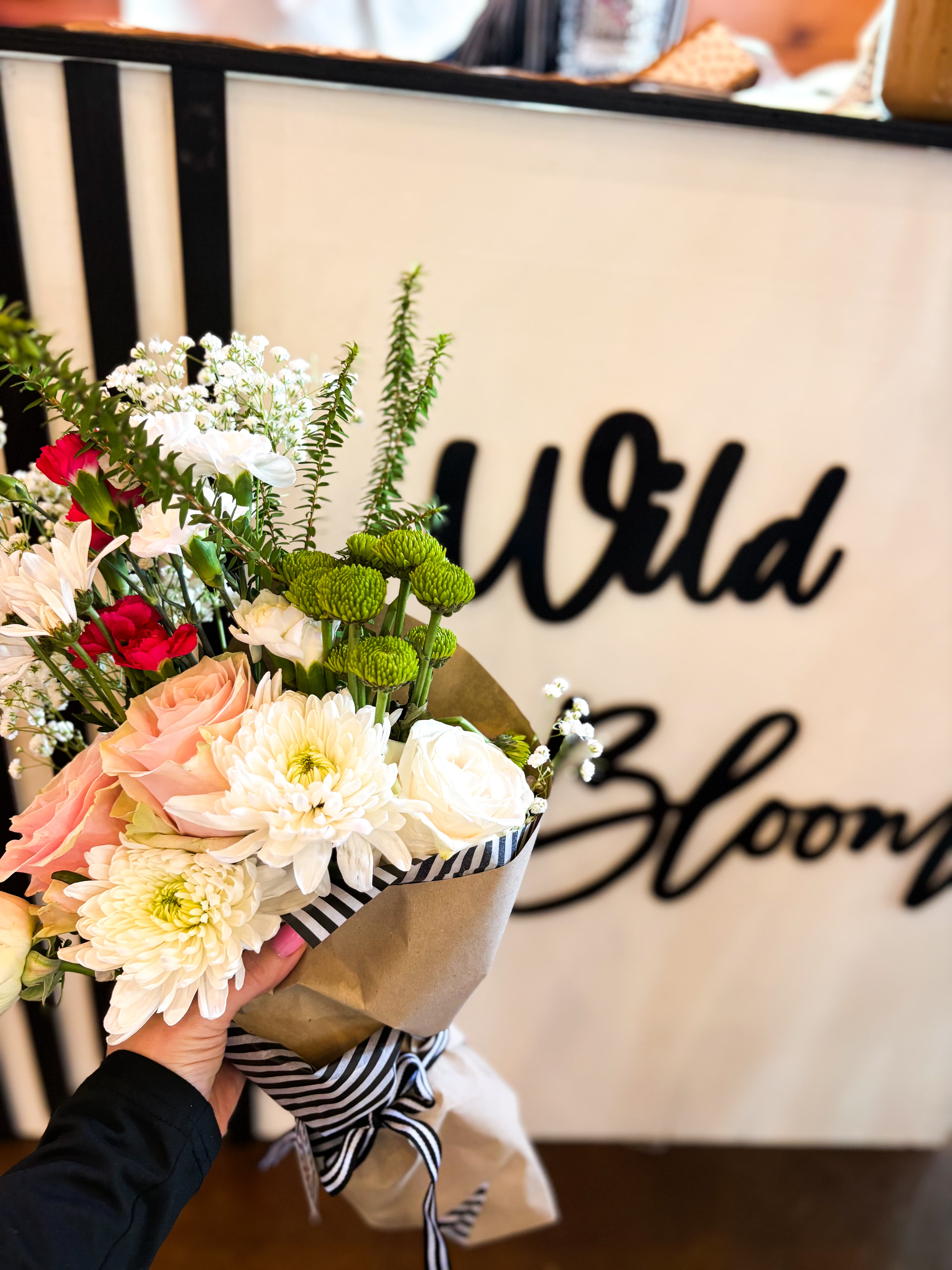 Wild Bloom Galentine's Day floral bar setup